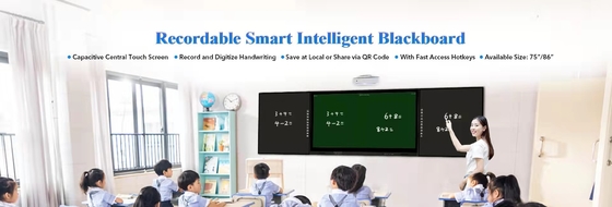 86" tableau noir enregistrable intelligent intelligent de l'interconnexion 350cd/m2 du 4000:1 LED Android 9,0 de conseil de vert de tableau noir