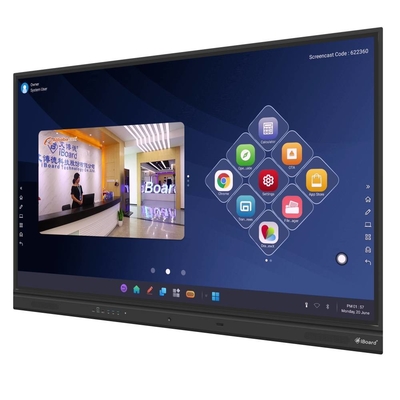 Écran plat interactif 65 75 86 doigt multi Pen Touch d'Android 11 IR de pouce