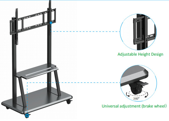 55-86 pouces support au sol réglable Smart TV Stands mobile support mobile montants de chariot et chariots