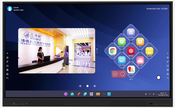 4K Résolution 86 pouces Led Smart Board Tout en un ordinateur Interactif Display à écran plat pour les réunions et l'enseignement