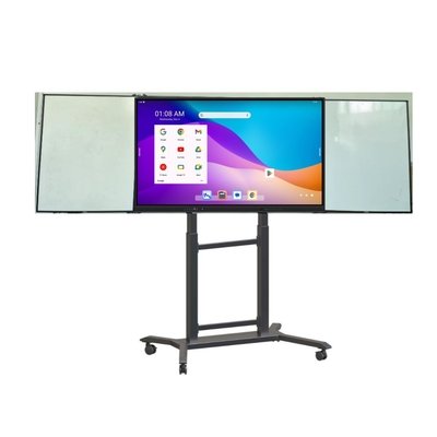 75"android Multi Finger Pen Touch 4K UHD LED Smart Blackboard Google PC Caméra Mic Scanner intégré avec support mobile