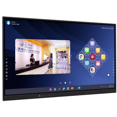 65 75 86 98 pouces LCD Smart Board Interactif 4 mm Verre trempé Android Windows 10/11 Pro Toucher le doigt du moniteur intelligent
