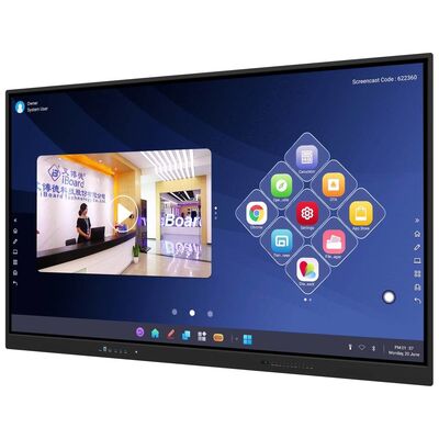 65 75 86 98 pouces LCD Smart Board Interactif 4 mm Verre trempé Android Windows 10/11 Pro Toucher le doigt du moniteur intelligent