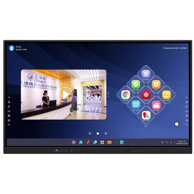 65 75 86 98 pouces LCD Smart Board Interactif 4 mm Verre trempé Android Windows 10/11 Pro Toucher le doigt du moniteur intelligent