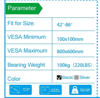 55" à 86" support de télévision mobile réglable avec roues, compatibilité pour 43" à 100" écrans plats/courbés jusqu'à 220 lbs cadre en acier, 5 options de hauteur, chariot de télévision roulant