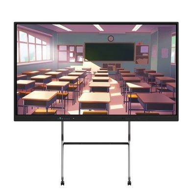 4K 65 75 86 98 110 pouces Panneau tempéré anti-éblouissement Interactif Smart Whiteboard IR Moniteur Super Slim Cadre d'ordinateur pour l'événement de formation de réunion scolaire