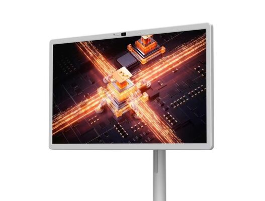 Vente d'usine 32 pouces blanc téléviseur portable KTV restaurant montrant salle de scène panneaux tactiles Android tablette avec roues mobiles une caméra et haut-parleurs