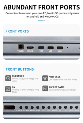 Android 13 tableau blanc interactif 65 pouces multifonctionnel tout-en-un écran plat interactif intelligent Série d'interface USB Nouveau écran de salle de classe