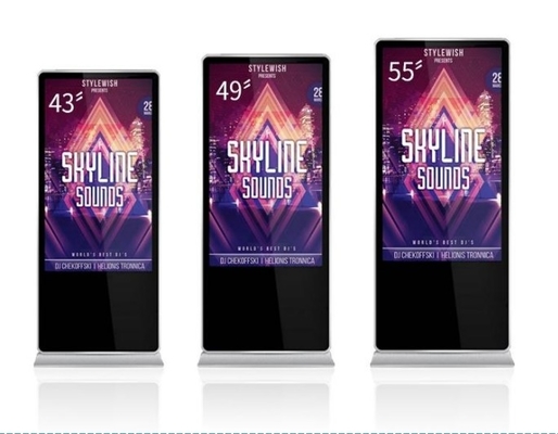 Affichage de signalisation numérique debout au sol de 43 pouces 178 degrés Approbation de la FCC Kiosque publicitaire Tactile capacitif Avec système Android ou Windows
