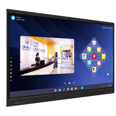 Un panneau intelligent interactif certifié Google EDLA de 86 pouces Android 13 avec système d'appréciation intégré fente OPS appareil photo et support mobile en option