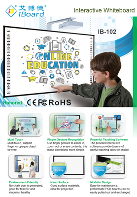 120 points/seconde Taux de clignement du curseur IR Tableau blanc interactif avec feuille de fer en alliage d'aluminium et CCC/CE/FCC/RoHs École de certification Tableau blanc interactif