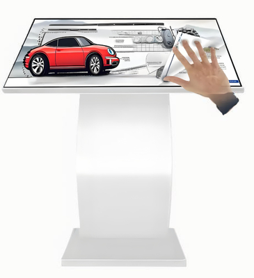 Kiosque d'affichage numérique à écran tactile capacitif 2K de 32 pouces, support au sol en forme de K, système Android, couleur blanche, pour la publicité