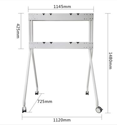 Support TV mobile en aluminium avec capacité de 200 kg et roulettes pour tableau blanc interactif de 55 à 110 pouces