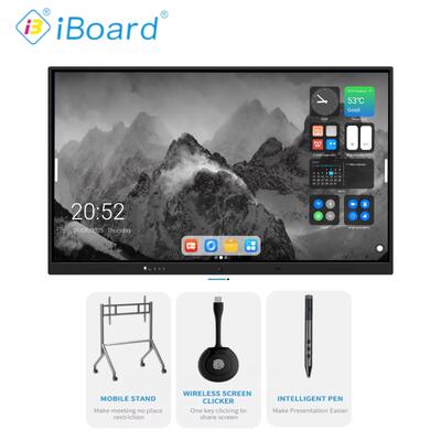 Tableau blanc interactif IBoard 4K Ultra HD avec technologie tactile infrarouge et double système d'exploitation pour un enseignement intelligent