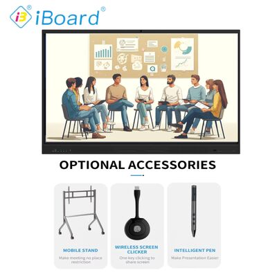 VESA Standard Wall Mount Interactive Flat Panel avec verre trempé de 4 mm et microphone à 6 rangées intégré pour une grande réactivité