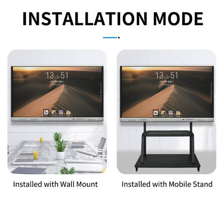 Panneau plat interactif Android System 13 avec 6 microphones intégrés et verre trempé 4 mm pour les environnements professionnels