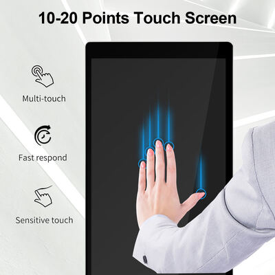 43 55 65 75 pouces Écran tactile capacitif intérieur Plancher Standing Digital Signage 4K Affichage publicitaire commercial interactif