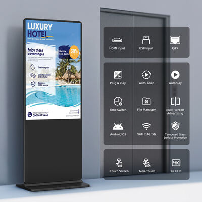 iBoard Écran Publicitaire Intelligent d'Intérieur LCD Tactile sur Pied Vertical de 43 Pouces, Lecteur d'Affichage Numérique
