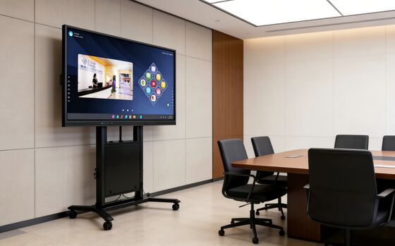 Chariot mobile motorisé électronique pour téléviseurs intelligents de 65 à 86 pouces avec hauteur réglable et capacité de charge maximale de 100 kg