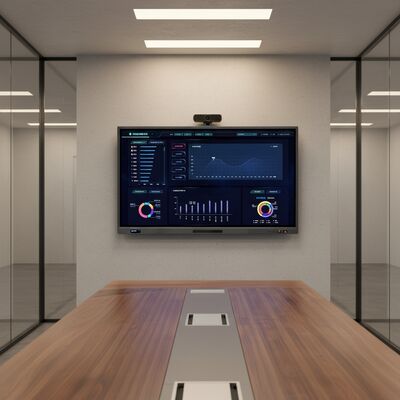 Panneau plat interactif de 98 pouces avec résolution 4K UHD Android 9.0 et haut-parleurs intégrés de 2 x 10W pour une collaboration améliorée