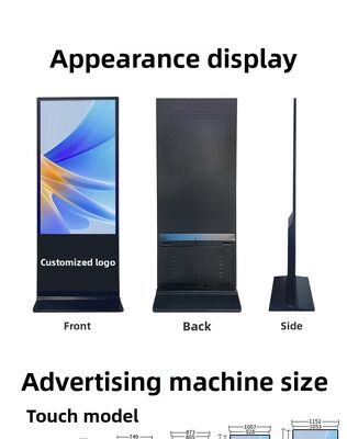 Moniteur publicitaire LCD sur pied de 43 50 55 pouces, écran tactile, borne d'affichage numérique