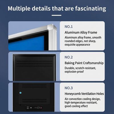 Signage numérique avec angle de vision > 178° et température de stockage de -20°C à 60°C, avec CMS basé sur le cloud ou sur site
