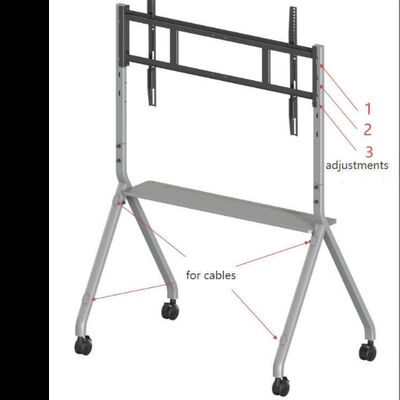 Chariot de télévision mobile avec support mobile pour écrans interactifs Smart TV adapté à la taille de 65 à 86 pouces