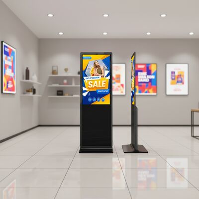 43 55 65 75 pouces Écran tactile capacitif intérieur Plancher Standing Digital Signage 4K Affichage publicitaire commercial interactif