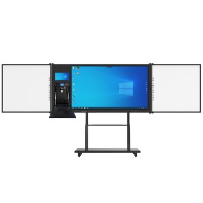 AIO 75 pouces panneau tactile intelligent Android tables côte à côte avec caméra microphone mobile stand pour les réunions université