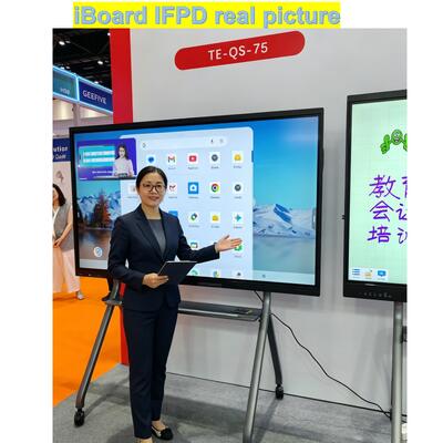 Panneau interactif populaire de 75 pouces avec résolution 4K, système Android intelligent et écran tactile pour salle de classe et bureau