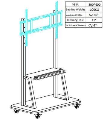 Support mobile pour le costume réglable de taille de conseils de panneau interactif d'écran tactile pour la taille 52" ~86"