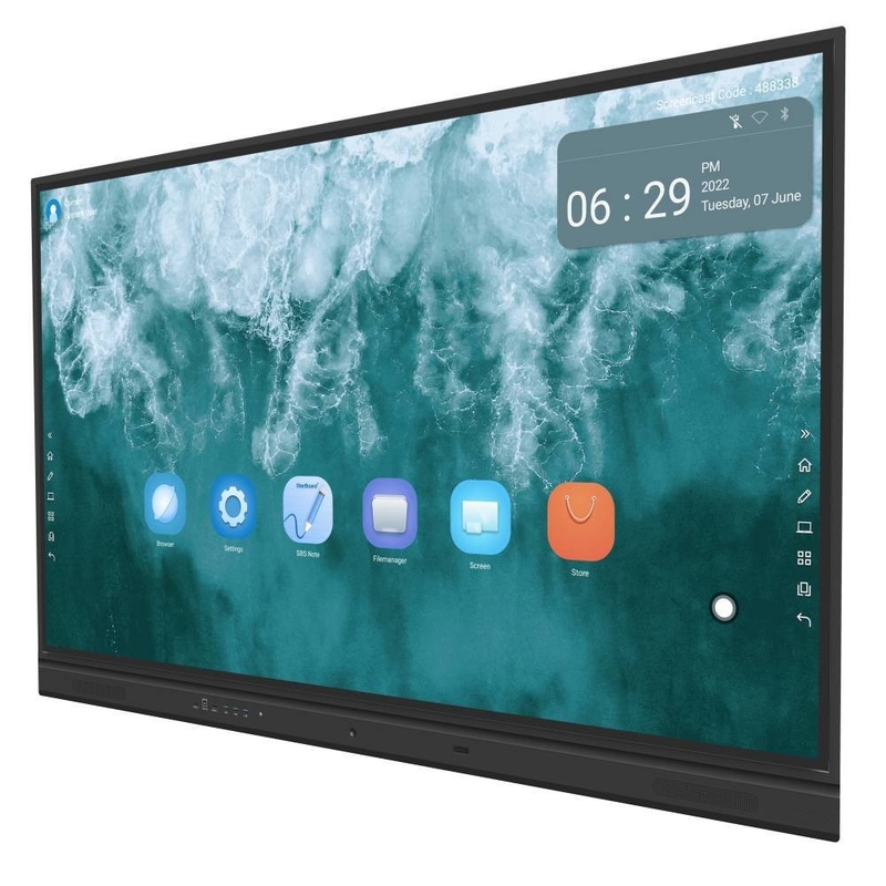 IBoard 75-TE-QS pour la Bulgarie 400cd/m2 48MP caméra et 8 microphones intégrés avec Android 13 4+32G ram et stockage pour les écoles