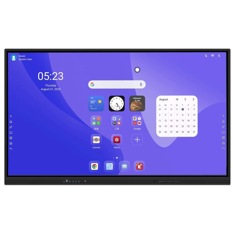 Panneau plat interactif Android 14 8+128G 50 points tactiles tableau blanc logiciel de langue OEM pour la réunion de l'éducation scolaire