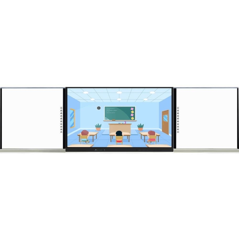 75 86 98 pouces ABA type intelligent Smart touch panel avec des panneaux latéraux Android PC système de micro de caméra tout en un pour l'enseignement des équipes de zoom de réunion avec le logiciel wifi