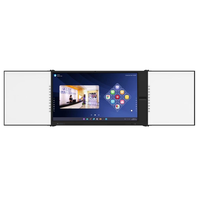 Tableau intelligent à 2 côtés noir vert avec 75 86 pouces Android Tableau tactile avec caméra Mic Scanner de documents mobile Stand pour les bureaux Éducation scolaire