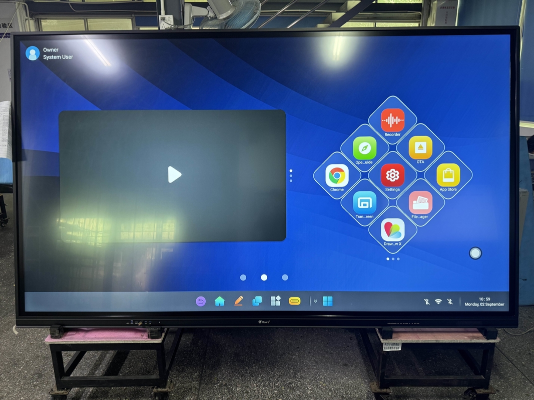 Écran tactile interactif à technologie infrarouge en gros, consommation d'énergie de 150W, angle de vision de 178°, Android 13 intégré, 14 pour le choix, équipement éducatif scolaire