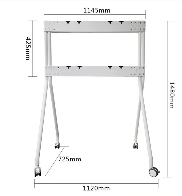 Support TV mobile en aluminium avec capacité de 200 kg et roulettes pour tableau blanc interactif de 55 à 110 pouces