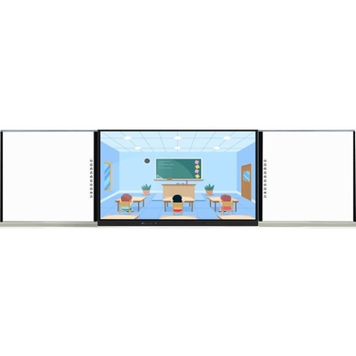 75 86 98 pouces ABA type intelligent Smart touch panel avec des panneaux latéraux Android PC système de micro de caméra tout en un pour l'enseignement des équipes de zoom de réunion avec le logiciel wifi