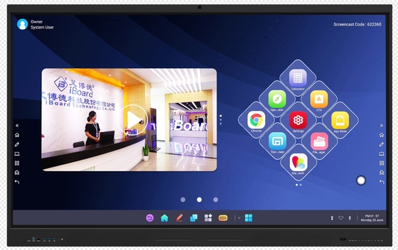 Produit de vente à chaud IBoard 86 pouces Interactif Panneau plat Whiteboard Écran tactile Affichage numérique Smart Whiteboard Pour les réunions Conférence Salle de classe